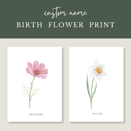 Birth Flower & Name Print