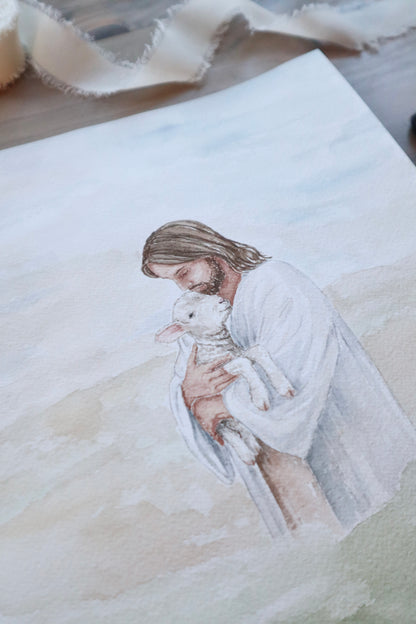 Jesus Holding Lamb Print