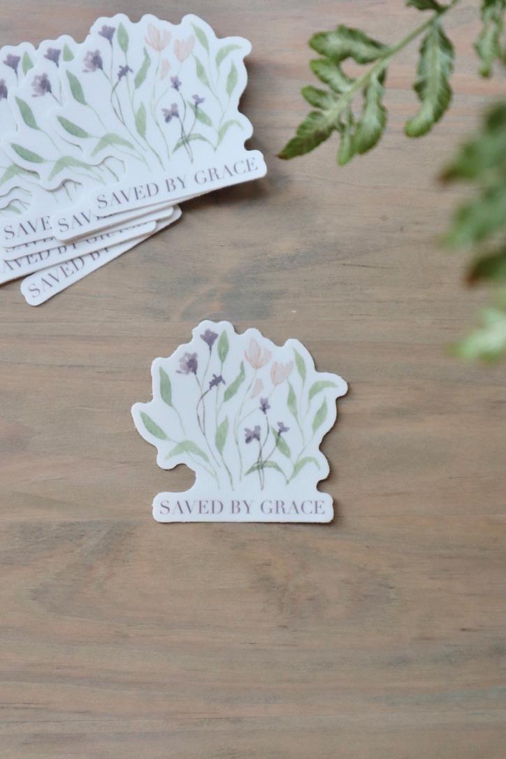 ONLY  WS - 8 Saved By Grace Stickers