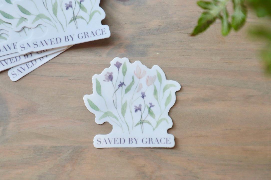 ONLY  WS - 8 Saved By Grace Stickers